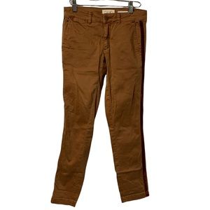 Anthroplogie | chino relaxed chestnut pants with red velvet stripe 24P